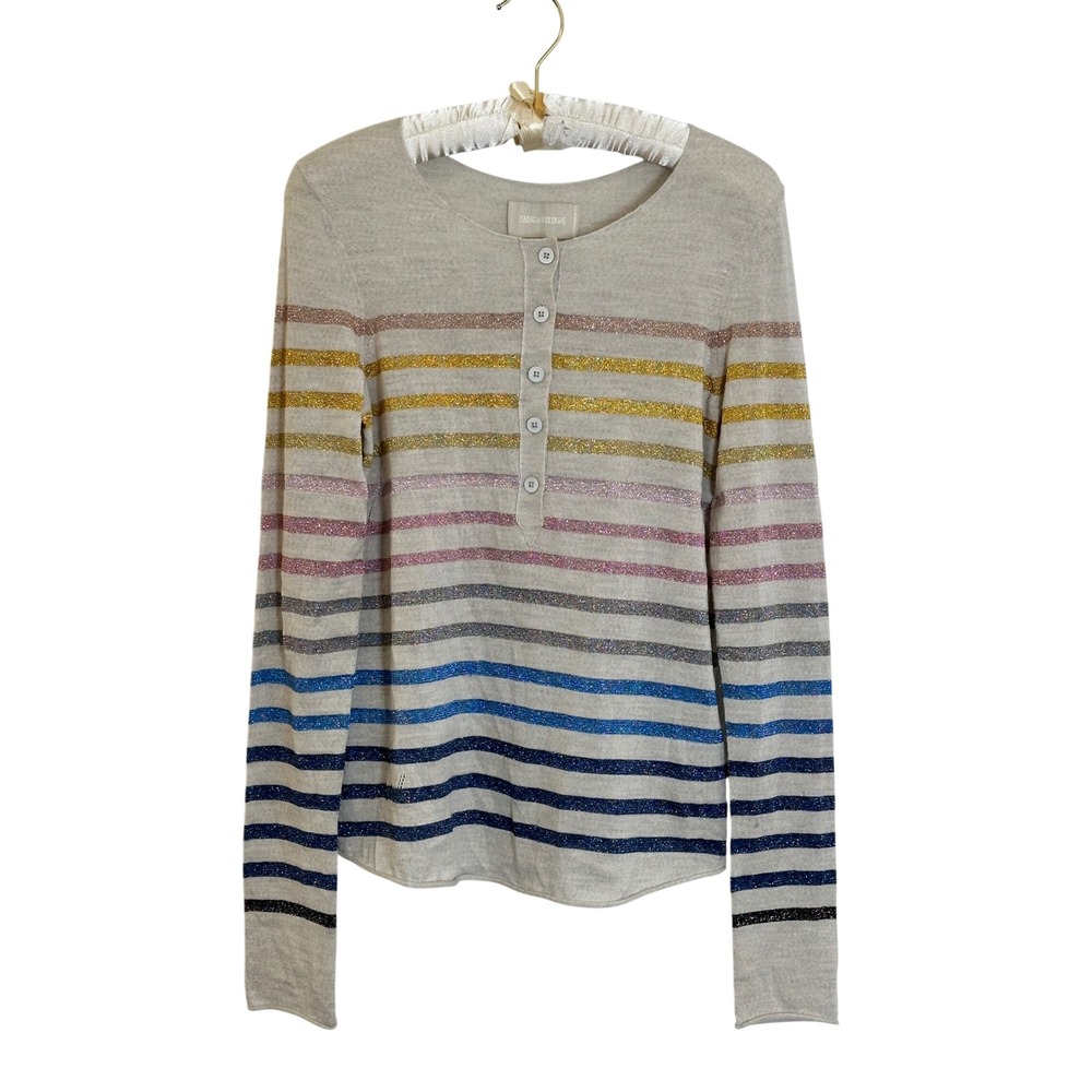 Zadig & Voltaire Hila We Lurex Sweater Jumper Size XS Multicolor Rainbow Stripe